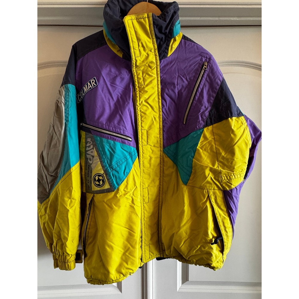 Vintage Colmar Italian Ski Team Jacket Neon Colorblock Italy 80s 90s Mens 40 L